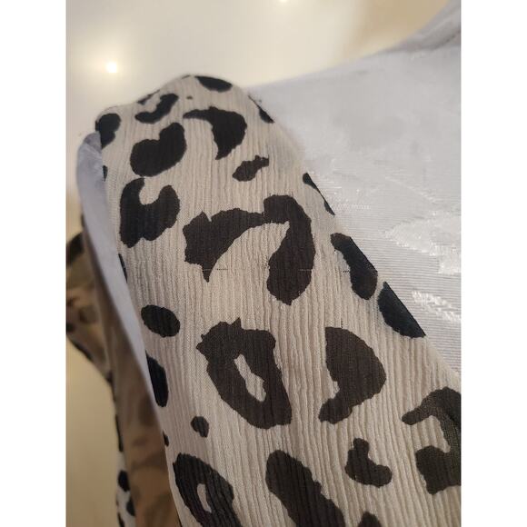 Talbots Vtg 100% Silk Tiered Leopard Animal Print Midi Dress Size 6P Sleeveless - Picture 8 of 12